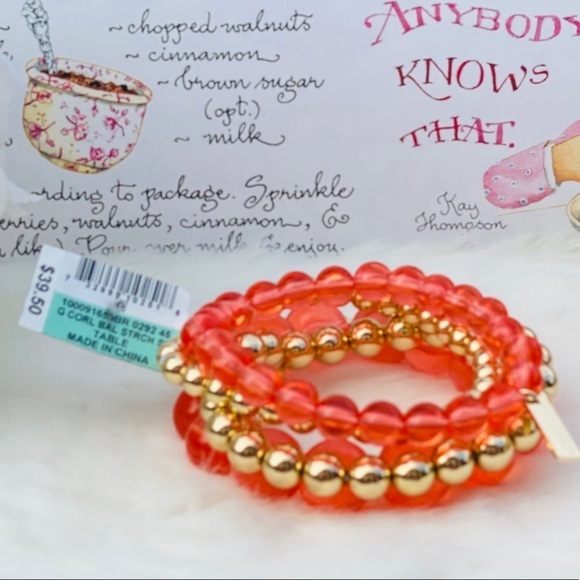 NWT INC INTL CONCEPTS CORAL STRETCH BRACELET - Picture 3 of 4